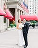 Classic Bride and Groom outside of Copley Plaza