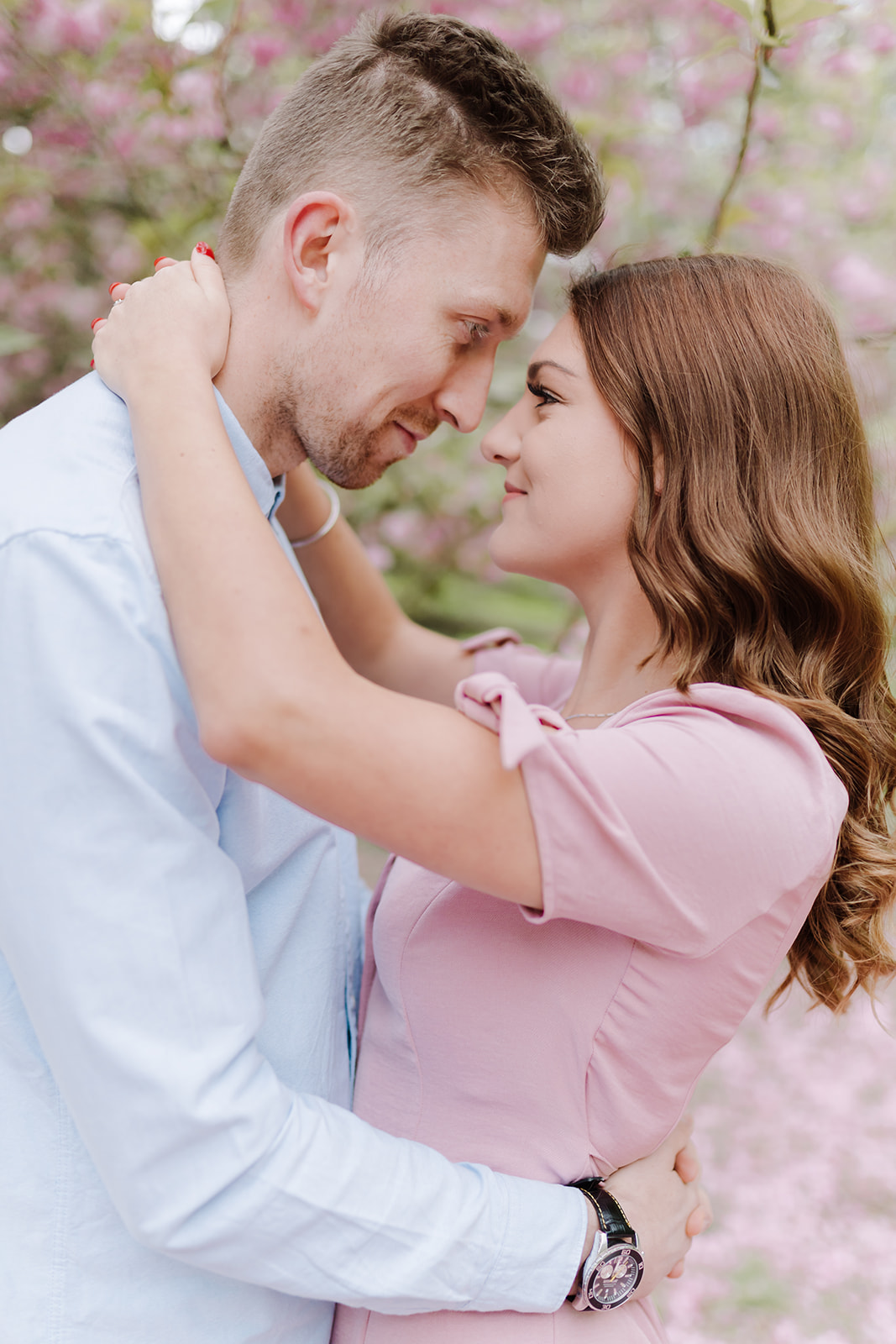 London Greenwich park pink cherry blossom engagement couples shoot London Greenwich park pink cherry blossom engagement couples shoot