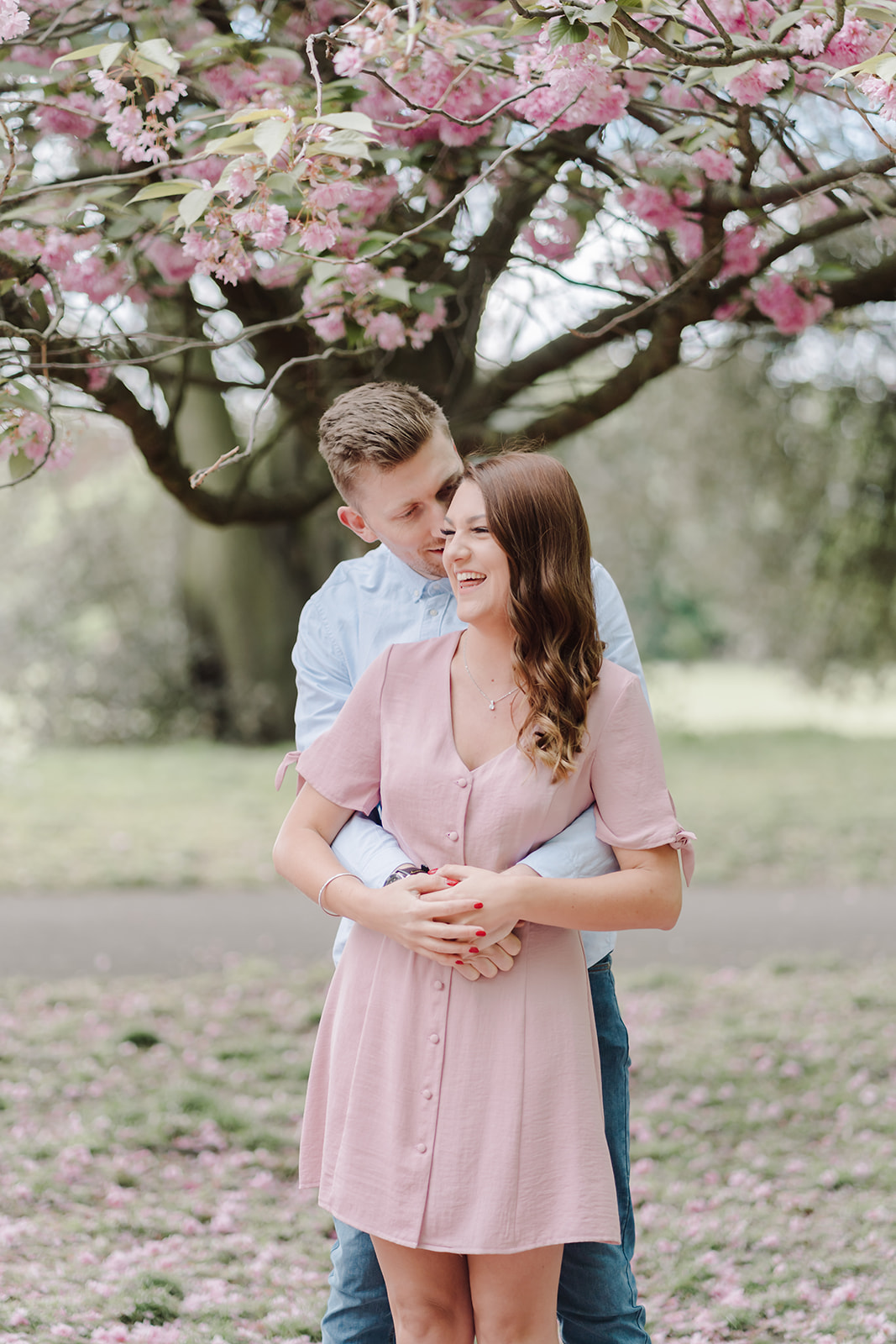 London Greenwich park pink cherry blossom engagement couples shoot London Greenwich park pink cherry blossom engagement couples shoot