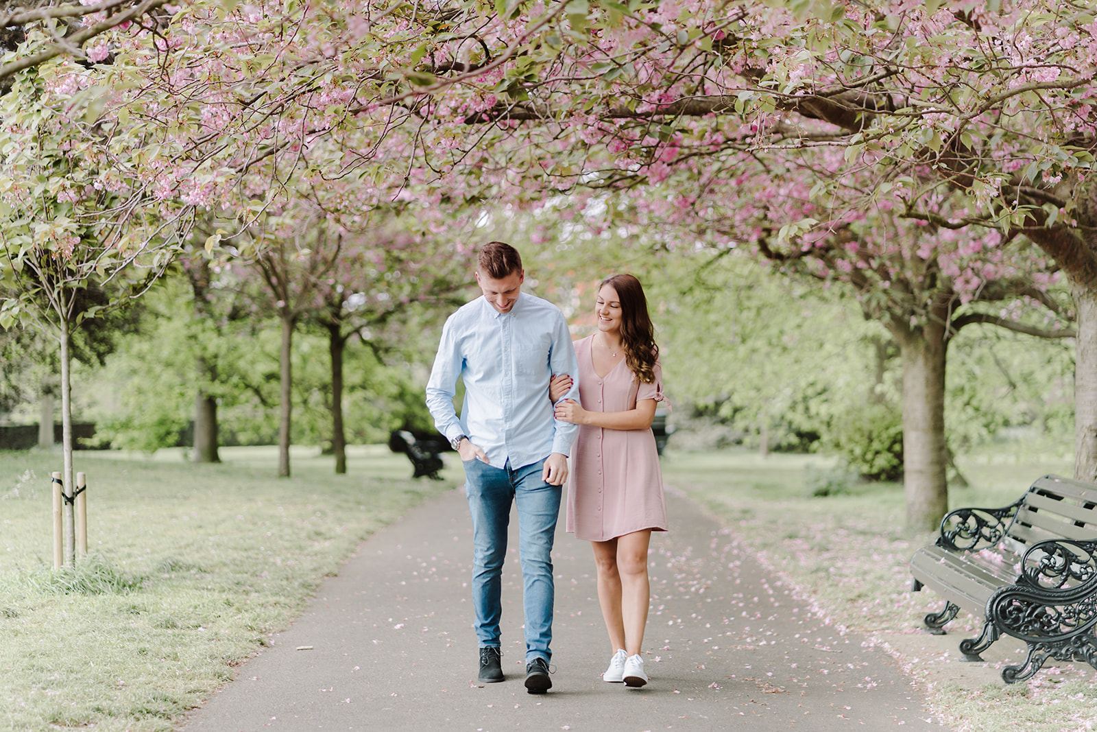 London Greenwich park pink cherry blossom engagement couples shoot London Greenwich park pink cherry blossom engagement couples shoot