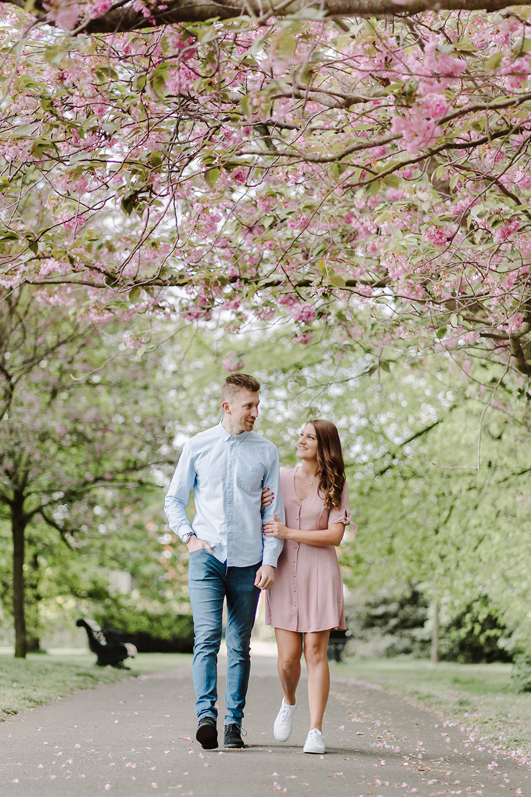 London Greenwich park pink cherry blossom engagement couples shoot London Greenwich park pink cherry blossom engagement couples shoot