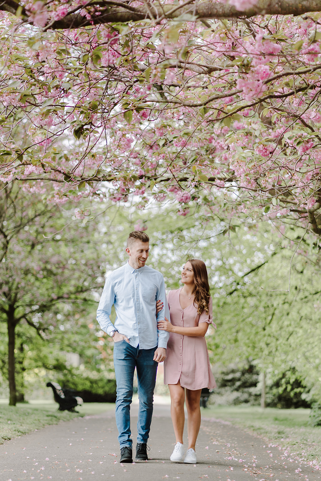 London Greenwich park pink cherry blossom engagement couples shoot London Greenwich park pink cherry blossom engagement couples shoot
