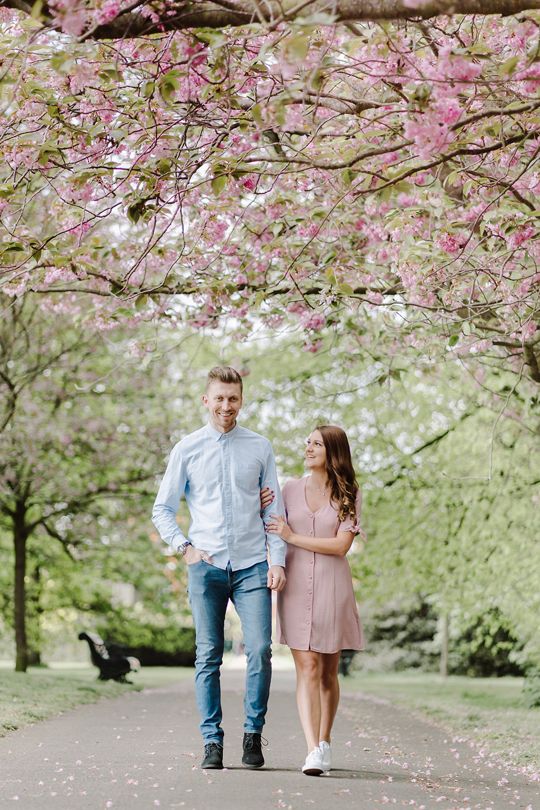 London Greenwich park pink cherry blossom engagement couples shoot London Greenwich park pink cherry blossom engagement couples shoot