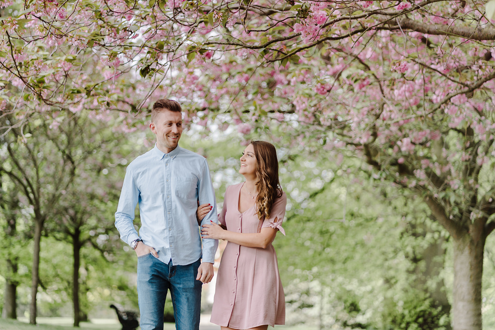 London Greenwich park pink cherry blossom engagement couples shoot London Greenwich park pink cherry blossom engagement couples shoot