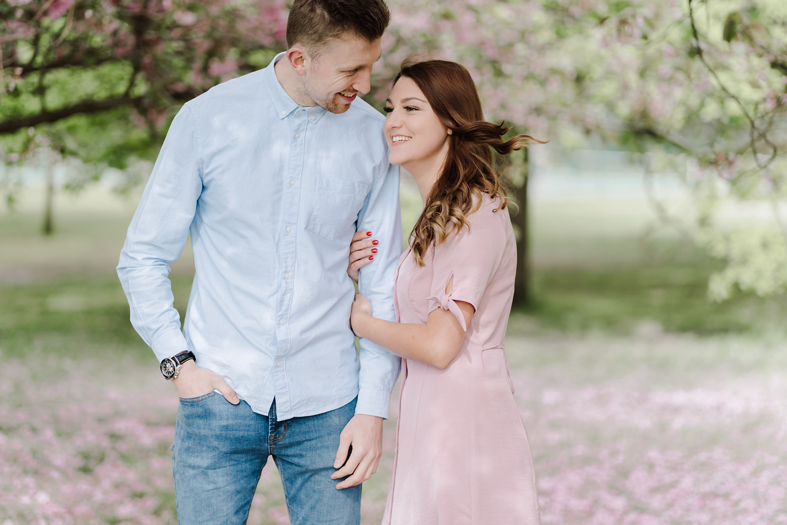London Greenwich park pink cherry blossom engagement couples shoot London Greenwich park pink cherry blossom engagement couples shoot