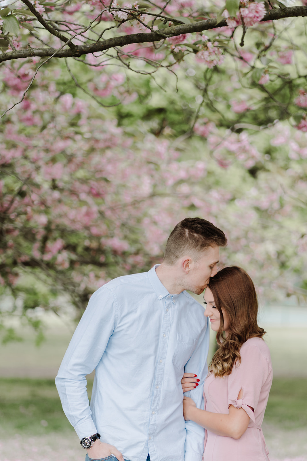 London Greenwich park pink cherry blossom engagement couples shoot London Greenwich park pink cherry blossom engagement couples shoot