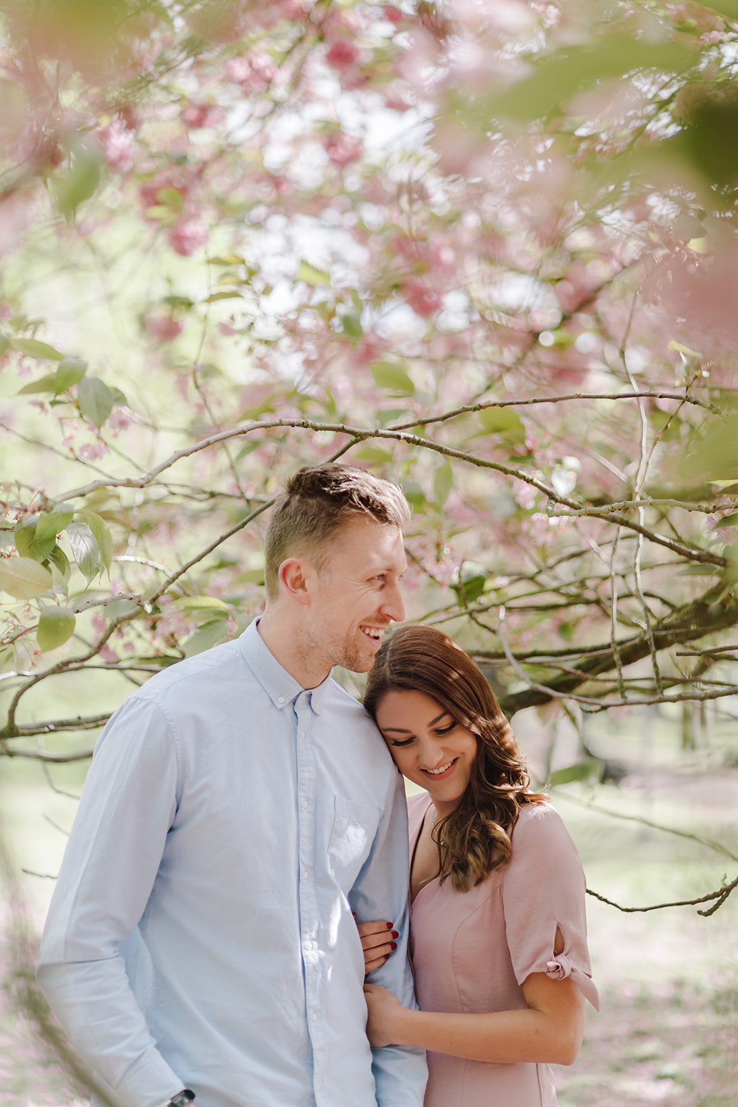 London Greenwich park pink cherry blossom engagement couples shoot London Greenwich park pink cherry blossom engagement couples shoot