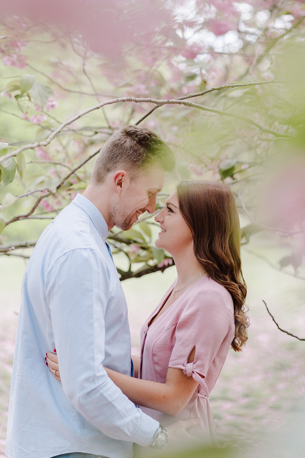 London Greenwich park pink cherry blossom engagement couples shoot London Greenwich park pink cherry blossom engagement couples shoot