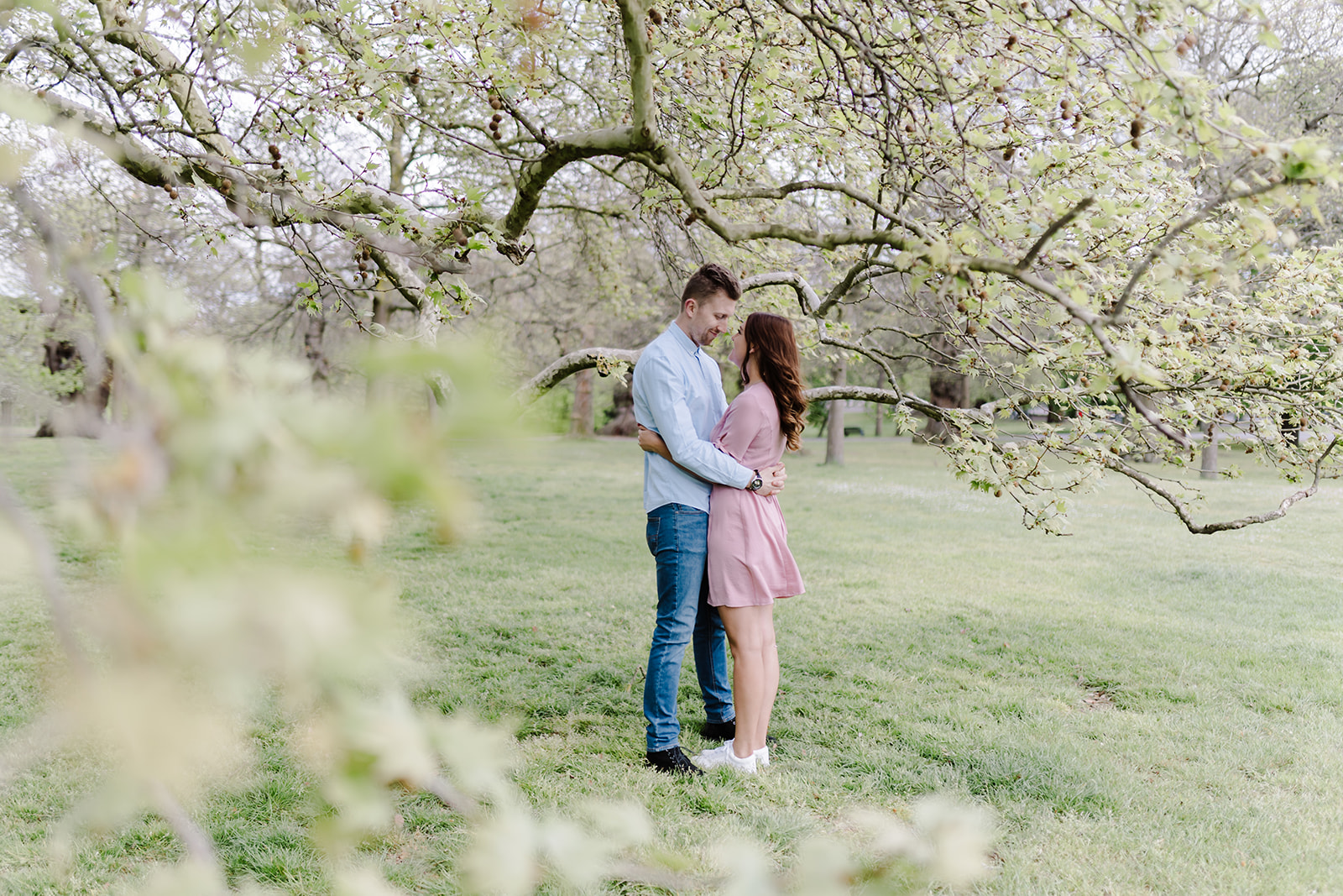London Greenwich park pink cherry blossom engagement couples shoot London Greenwich park pink cherry blossom engagement couples shoot