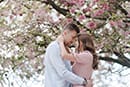 London Greenwich park pink cherry blossom engagement couples shoot
