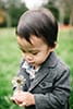 little boy holding dandelion