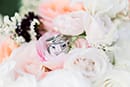 Gorgeous wedding ring in bouquet of flowers