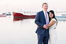 Bride and groom on the harbor 