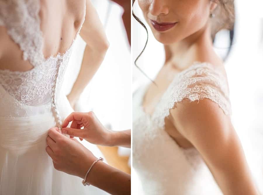 détails de la robe de la mariée