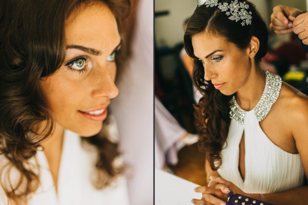 Mariée avec une jolie couronne de fleurs