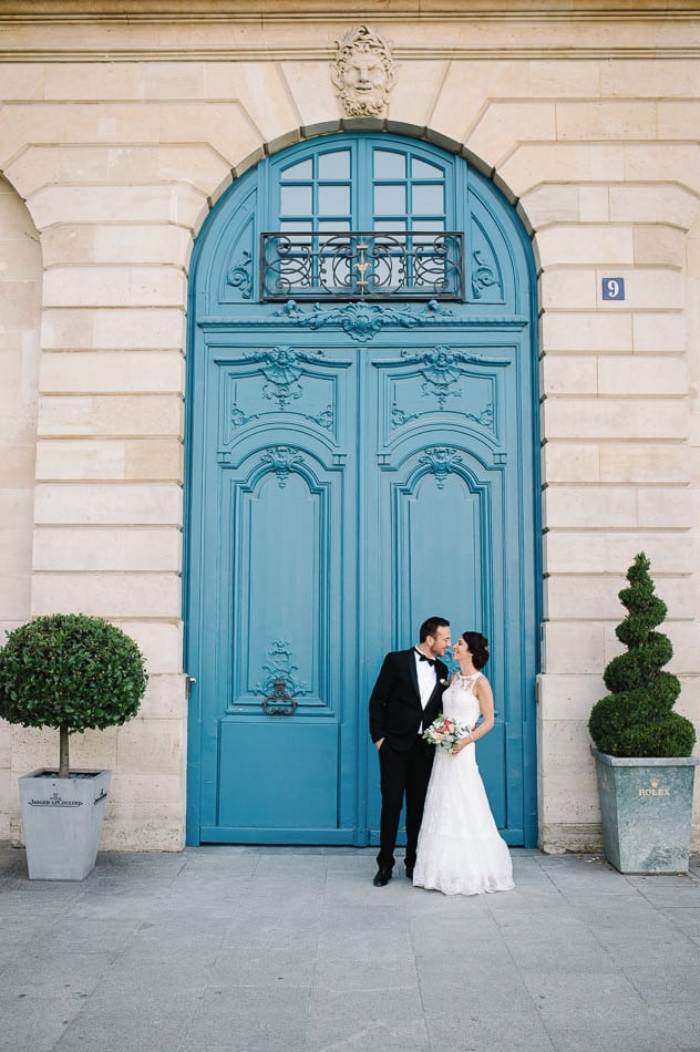 Photo de mariage sur la place vendome