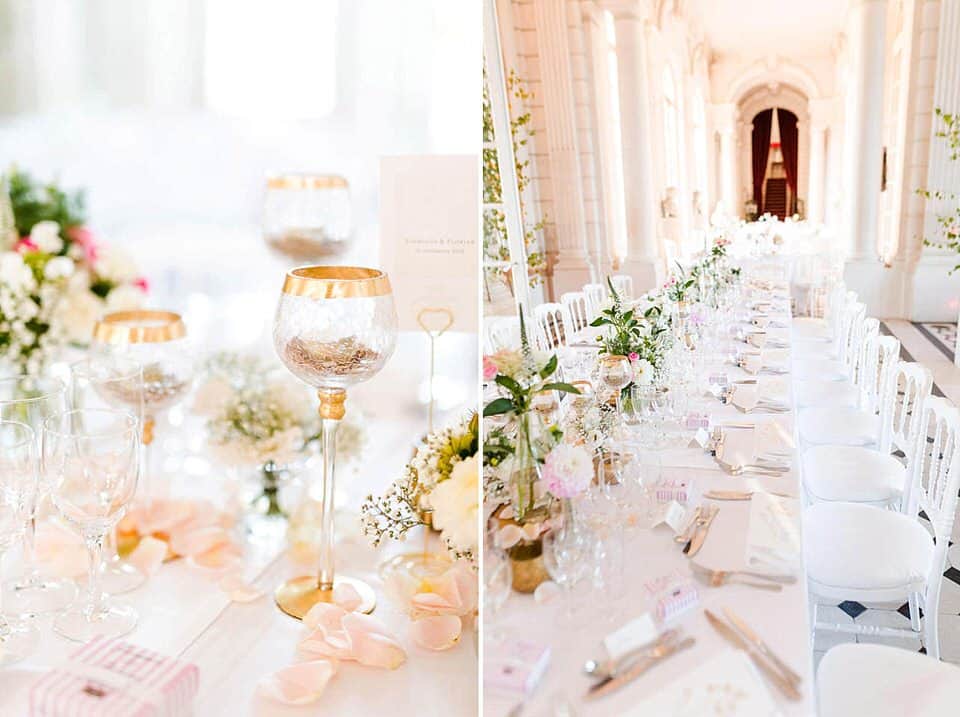 table de réception au château de Baronville