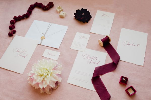 papeterie de mariage rose