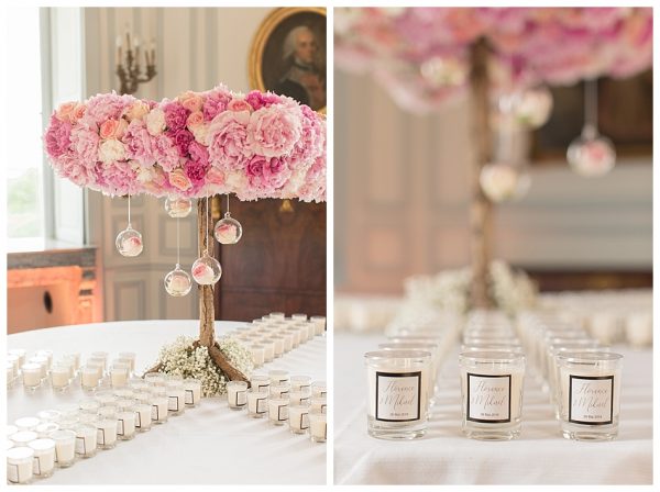 élément de décoration d'une table de réception de mariage