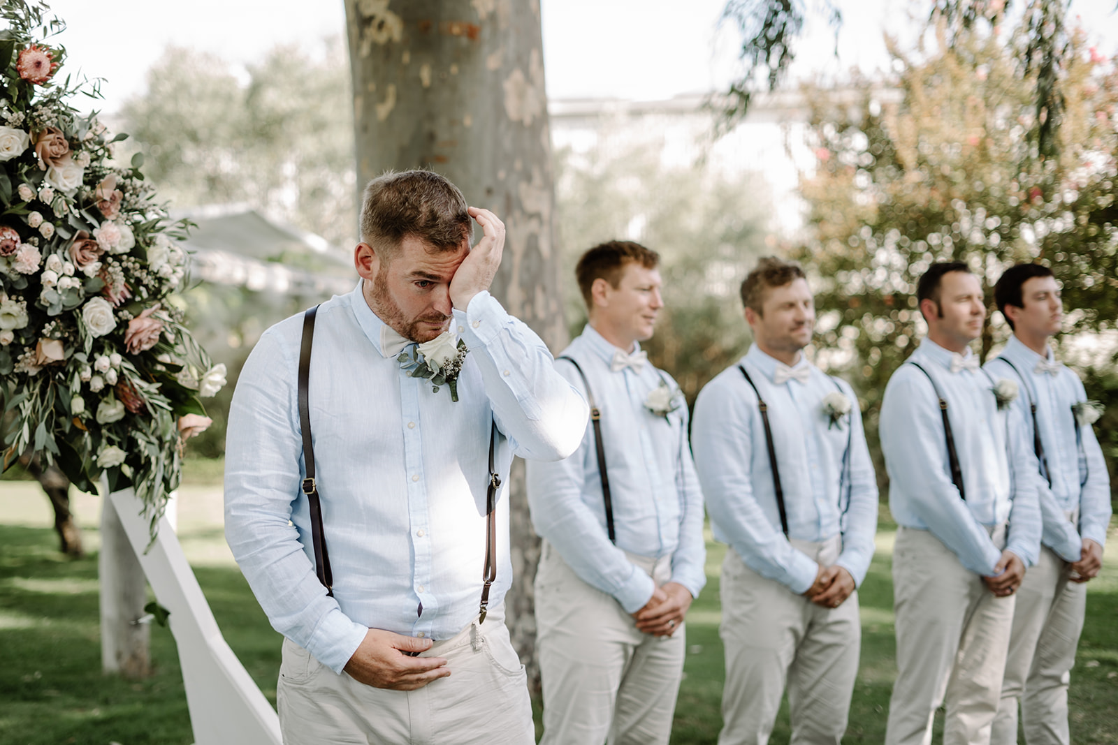 mandoon wedding photographer groom as bride walks down aisle