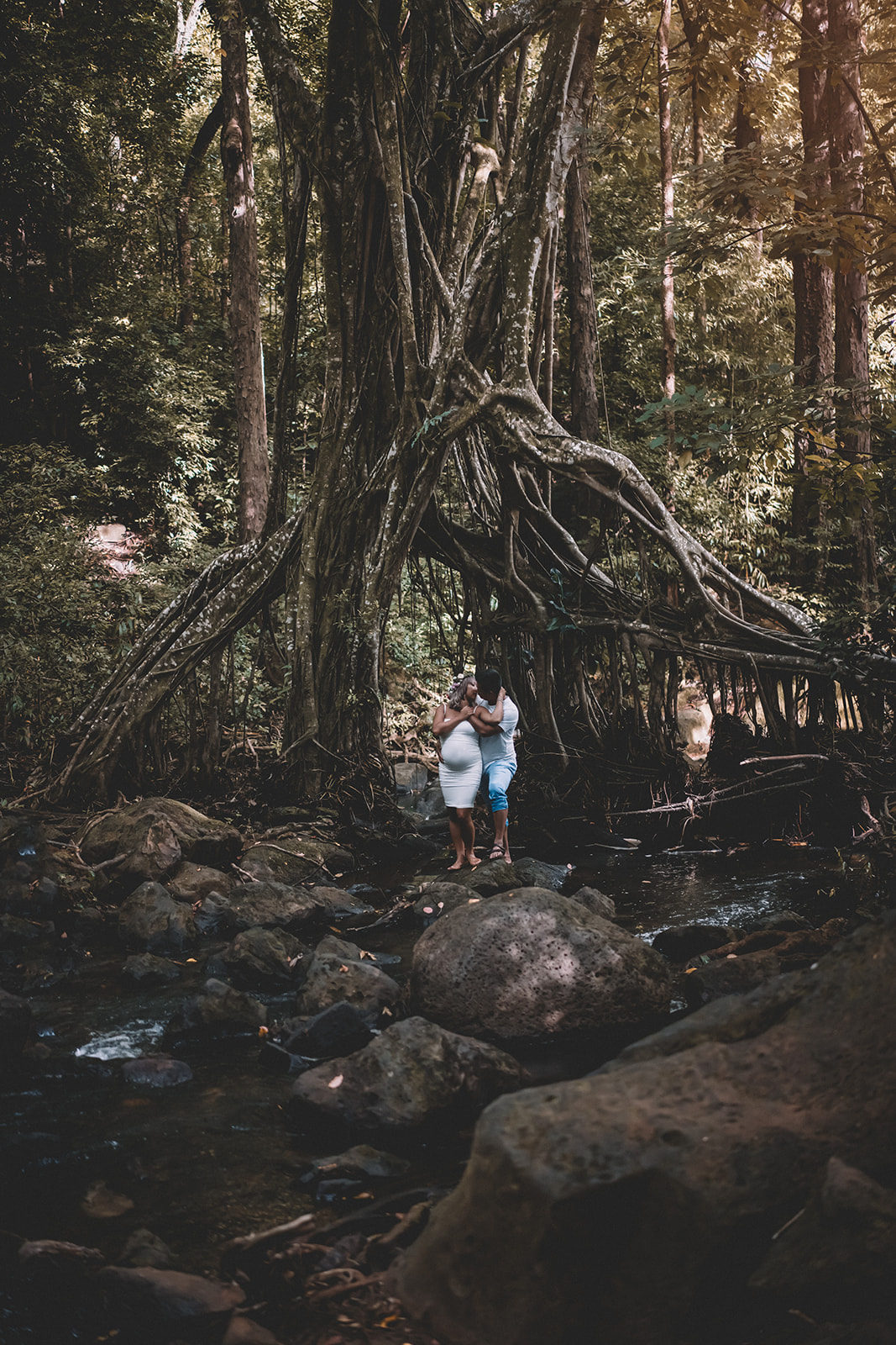 Babymoon photos in Hawaii Forest maternity photoshoot on Oahu